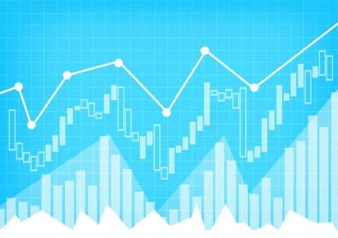 Vector : Business graph on blue grid background Illustrazione stock