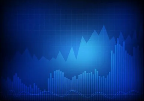 Vector : Business graph chart on blue background Stock Illustration