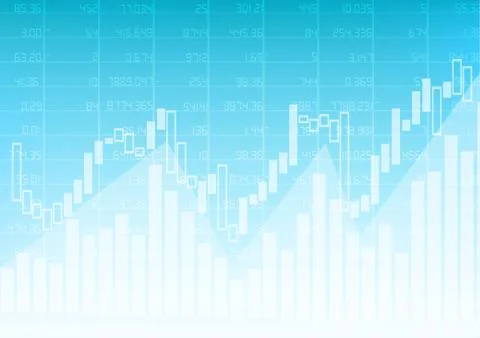 Vector : Business graph with stock board on blue background Stock Illustration