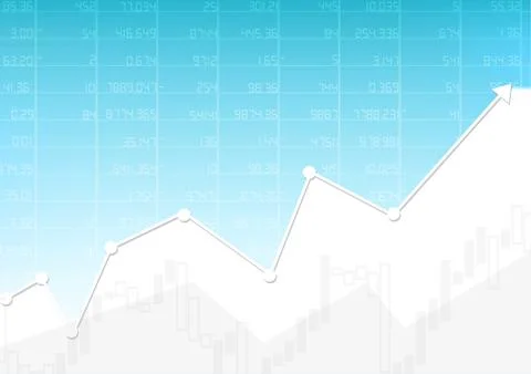 Vector : Business graph with stock board on blue background Stock Illustration