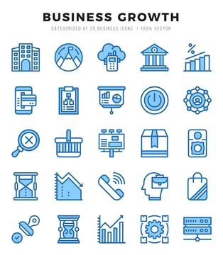 Vector Business Growth types icon set in Two Color style. vector illustration Stock Illustration