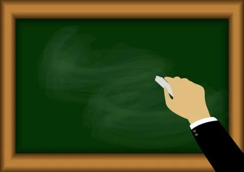 Vector : Business hand with chalk and blackboard Stock Illustration