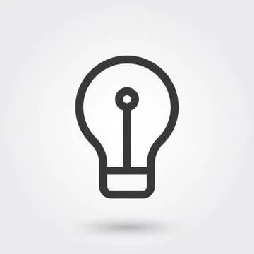 Vector, Business Idea Light Bulb, Line Icon with shadow Stock Illustration
