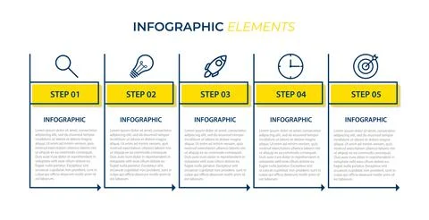Vector business infographic design template with 5 options or steps Stock Illustration