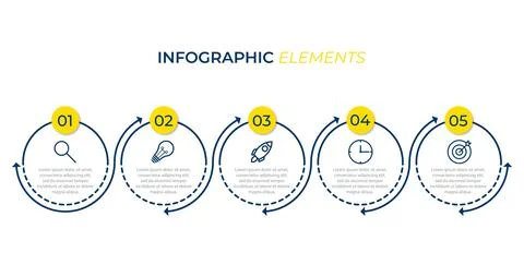 Vector business infographic design template with 5 options or steps Stock Illustration