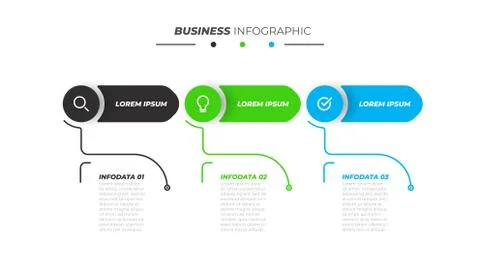 Vector business infographic template. Timeline element with 3 options or steps Stock Illustration