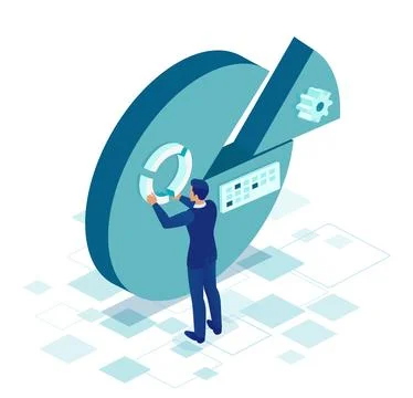 Vector of a business man analyzing financial data Stock Illustration