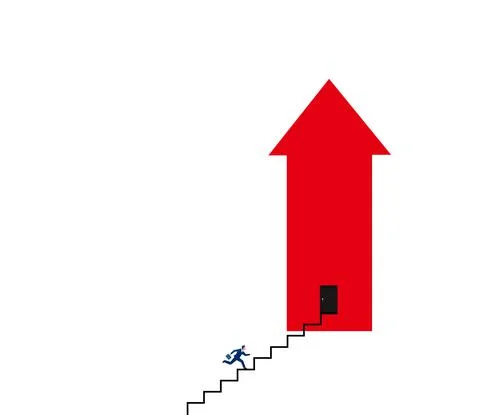 Vector of a business man climbing up steps to career success Stock Illustration