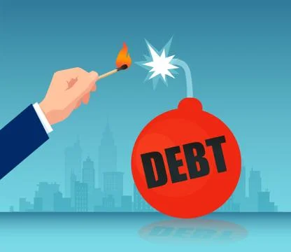 Vector of a business man igniting a debt bomb Stock Illustration
