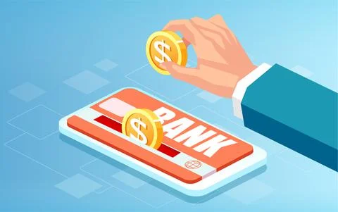 Vector of a business man making an online deposit to his bank account Stock Illustration