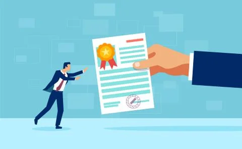 Vector of a business man receiving a course certificate diploma Stockillustratie