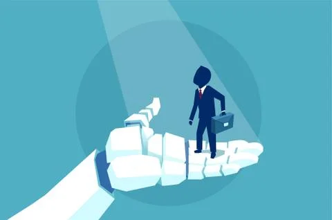 Vector of a business man in a robot hand Stock Illustration