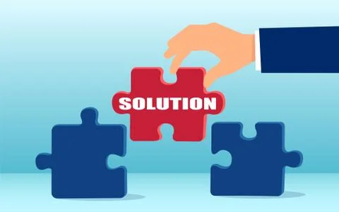 Vector of a business man with a solution bridging the puzzle gap Stock Illustration