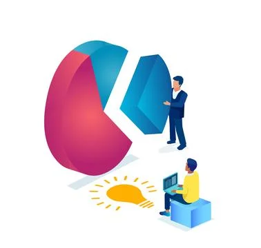 Vector of a business man taking out piece of chart pile as a reward for a s.. Stock Illustration