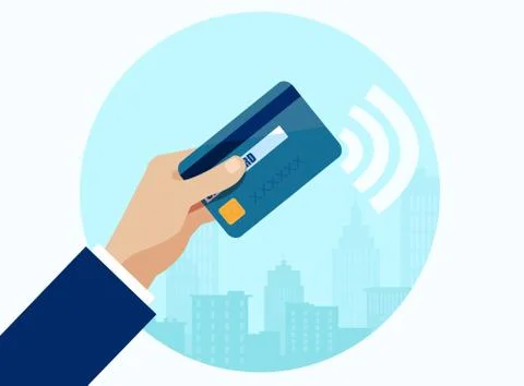 Vector of a business man using contactless way of payment with credit card Stock Illustration