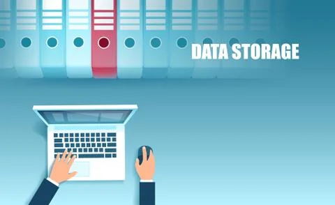 Vector of a business man using laptop computer searching a file in organized  스톡 일러스트