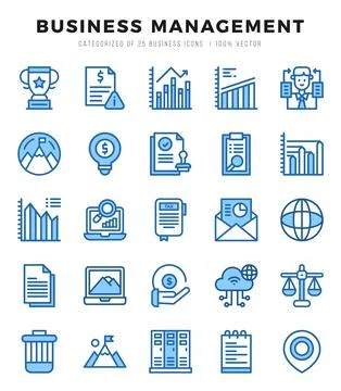 Vector Business Management types icon set in Two Color style. vector illust.. Stock Illustration