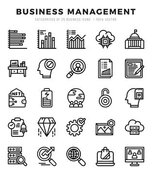 Vector Business Management types icon set in Lineal style. vector illustratio Stock Illustration