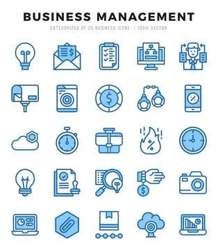 Vector Business Management types icon set in Two Color style. vector illust.. Stock Illustration