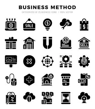 Vector Business Method types icon set in Glyph style. vector illustration. Stock Illustration