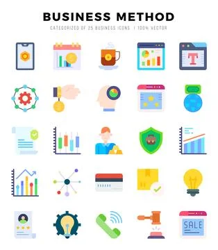 Vector Business Method types icon set in Flat style. vector illustration. Stock Illustration