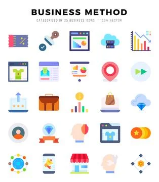 Vector Business Method types icon set in Flat style. vector illustration. Stock Illustration