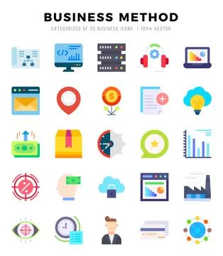 Vector Business Method types icon set in Flat style. vector illustration. イラスト素材