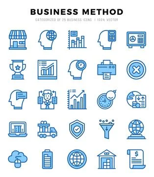 Vector Business Method types icon set in Two Color style. vector illustration Stock Illustration