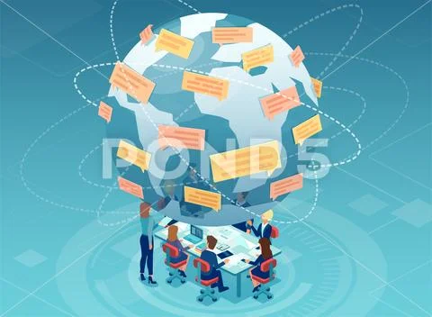 Vector of business people meeting together chatting globally Stock Illustration