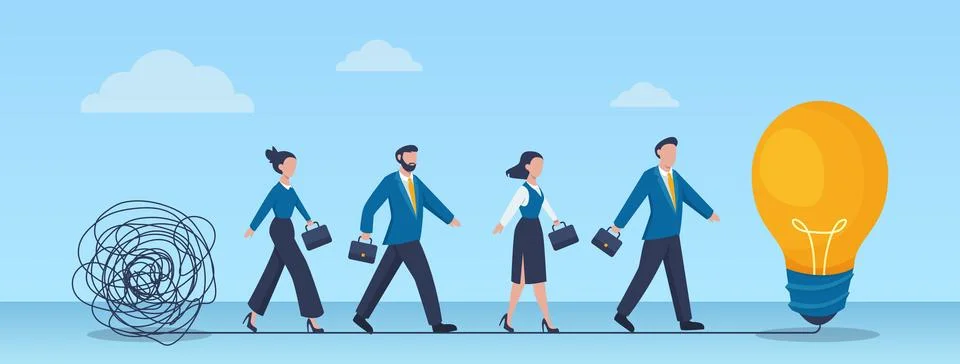 Vector of business people solving a problem, finnding an easy way to unders.. Stock Illustration