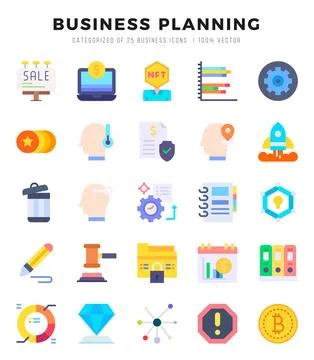 Vector Business Planning types icon set in Flat style. vector illustration. イラスト素材