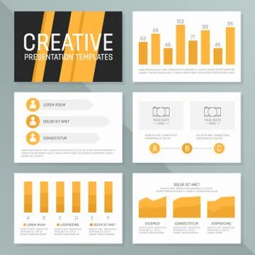 Vector business presentation template set. Graph and chart elements  template イラスト素材