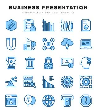 Vector Business Presentation types icon set in Two Color style. vector illu.. Stock Illustration