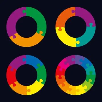 Vector business puzzle pie chart diagram set イラスト素材