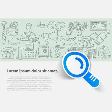 Vector business set template with hand drawn illustrations and branding elements Stock Illustration