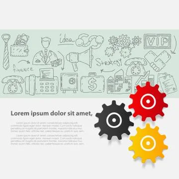 Vector business set template with hand drawn illustrations and branding elements Illustrazione stock