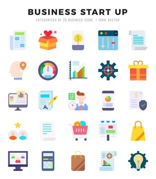 Vector Business Start Up types icon set in Flat style. vector illustration. Stockillustratie
