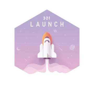 Vector business startup concept, rocket launch Stock Illustration