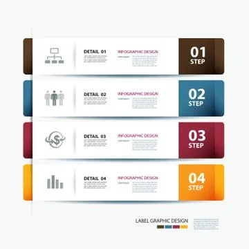 Vector business step paper data and numbers design template Stock Illustration