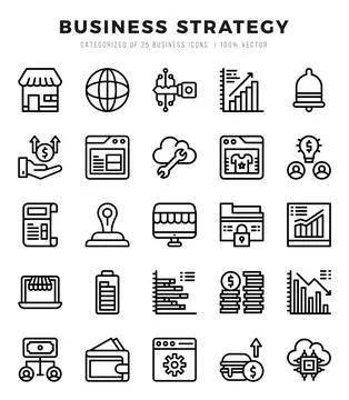 Vector Business Strategy types icon set in Lineal style. vector illustration. 스톡 일러스트