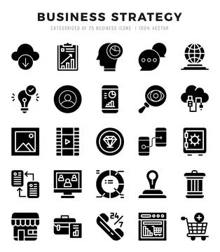 Vector Business Strategy types icon set in Glyph style. vector illustration. Illustrazione stock