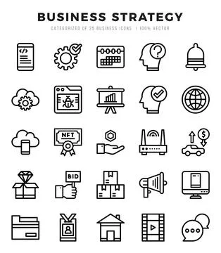 Vector Business Strategy types icon set in Lineal style. vector illustration. Stock Illustration