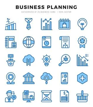 Vector Business Strategy types icon set in Two Color style. vector illustra.. Stock Illustration