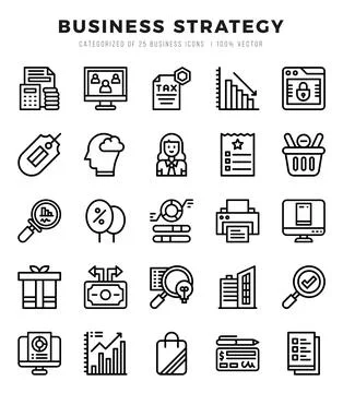 Vector Business Strategy types icon set in Lineal style. vector illustration. イラスト素材