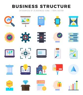 Vector Business Structure types icon set in Flat style. vector illustration. Illustrazione stock