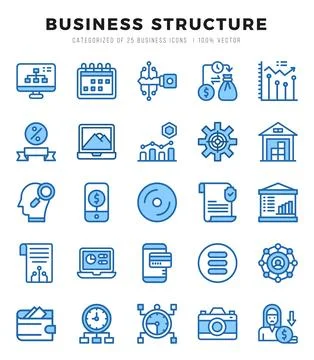 Vector Business Structure types icon set in Two Color style. vector illustr.. Stock Illustration