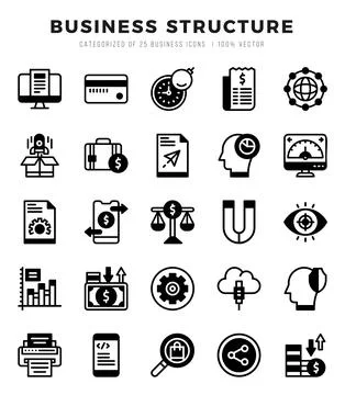 Vector Business Structure types icon set in Lineal Filled style. vector ill.. Illustrazione stock
