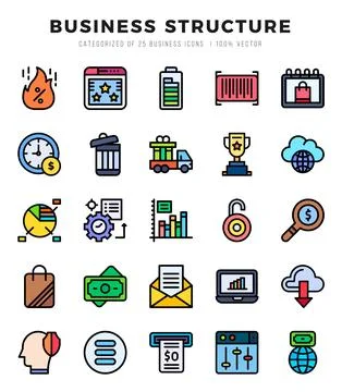 Vector Business Structure types icon set in Lineal Color style. vector illu.. イラスト素材