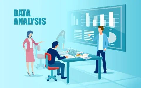 Vector of a business team analyzing data in office Stock Illustration