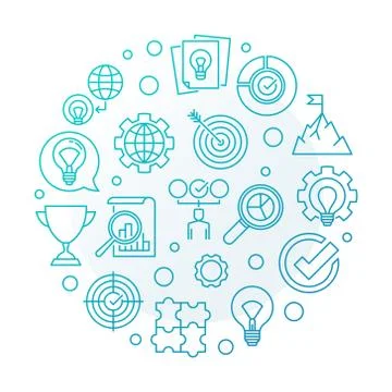 Vector Business Values blue round outline illustration Stock Illustration